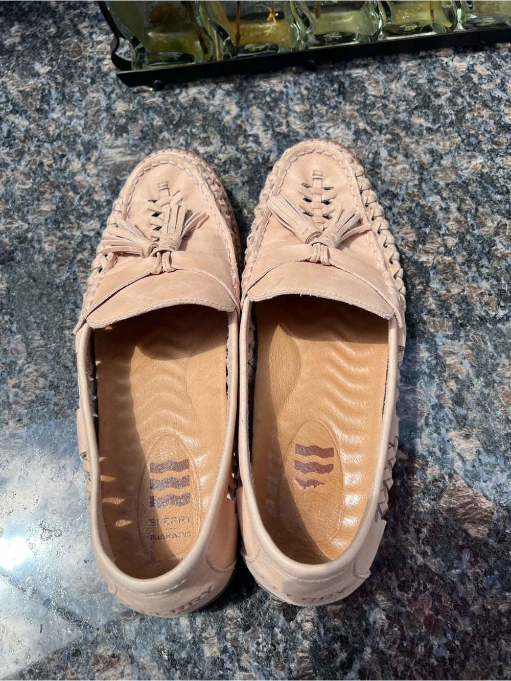 Sperry Women Seaport Penny Plushwave Woven Leather Loafers Tan Sz 10 - Picture 2 of 8